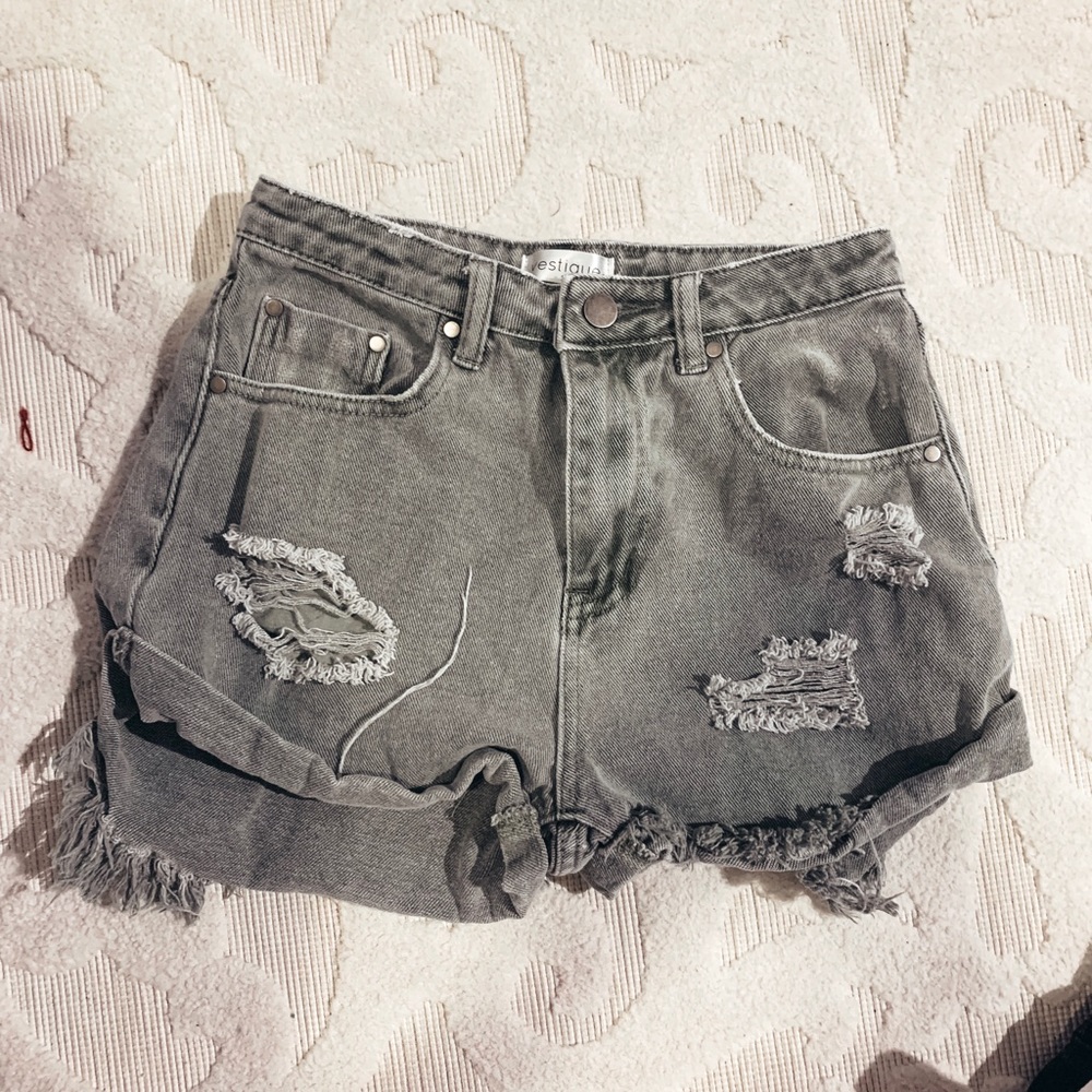 Green jean shorts